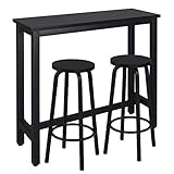 WOLTU BT17sz+BH237sz-2 1xBartisch + 2xBarhocker Stehtisch Esstisch Bistrotisch...