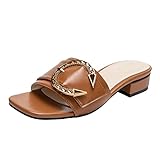 Damen Flache Hausschuhe Sommer Strand Casual Square Toe Slides Hausschuhe für Frauen...