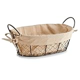 Zeller Brotkörbchen Countrystyle, m. Griffen, Draht/Leinen, Braun/Beige, 30 x 21 x 11 cm...