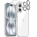 iPhone 16 Schutzset: 1x Handyhülle, 2X Displayschutz, 2X Kameraschutz – Kompatibel mit...