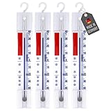 Lantelme 4 Stück Kühlschrankthermometer-Set mit Haken – Analoges Thermometer für...