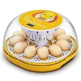 TRIOCOTTAGE Brutautomat Eier Inkubator für 12 Eier–Eierbrutmaschine mit automatischem...