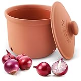 Römertopf Zwiebeltopf aus Naturton Frische-Topf Maxi Keramik Vorratstopf 2,8 Liter,...