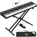 MUSTAR E Piano Digital 88 Tasten, Keyboard mit halbgewichteten & Bluetooth, Portable Set...