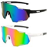 2PCS Sonnenbrille Fahrradbrille,Herren Damen Sportbrille...
