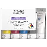 Lefranc Bourgeois 301241 Gouachefarbe, Gouache Set 5 Farben a 80ml,...