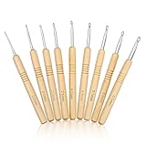 9 Stück Häkelnadel-Set Holz Häkelnadeln, Häkelnadel für Arthritische...