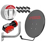 Maclean 80cm Satellitenschüssel mit 40cm Wandhalterung Sat Antenne Satspiegel LNB Tragarm...