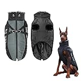 Hundejacke mit Geschirr,Gefütterte Hunde Winterjacke mit Leine wasserdichte...