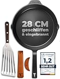 TECOR Gusseisenpfanne Induktion 28 cm geschliffen, universell, natürlich - Langlebige...