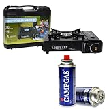 Kochmann® Germany Gaskocher + 4 Gaskartuschen + Koffer Campingkocher 1-flammig...