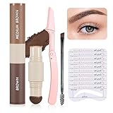 Augenbrauen Schablone Stempel Set, Zweifarbig Wasserdicht Augenbrauenpuder Bausatz, Lang...