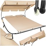 tectake Sonnenliege, Doppelliege, Outdoor Liege für 2 Personen, Gartenliege mit...