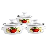 Holibanna 3 Stück Mini Emaille Suppentopf Set Teilig Flacher Kochtopf für Nudeln...