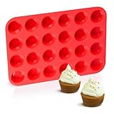Mini Muffinform Silikon, Rot Muffinform Silikon für 24 Muffins, Ø 4,5 cm x 2,3 cm Mini...