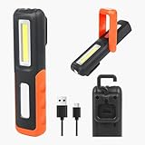 Qiping LED Arbeitsleuchte, Werkstattlampe LED Akku mit Haken und Magnetfuß 2 Leuchtmodi...