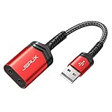 Externe USB Soundkarte, JSAUX Externe Soundkarte USB Audio Stereo Adapter Klinke...