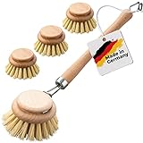𝐅𝐄𝐈𝐍𝐇𝐎𝐋𝐙® Spülbürste Holz im 4er Set mit Naturfaser...