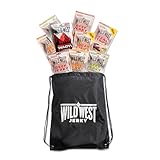 Wild West Beef Jerky, Mix Box 25g, 12er Pack + Sportsbag, 2x Original, 2x Honey...