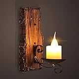 Vintage Holz Wandleuchte E14 Innen Kerzen Wandlampe Holz Eisen Lampenschirm Marmor...