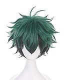 Topcosplay Cosplay Perücke, Unisex Anime Perücke Kurz Grün Schwarz Gemischtes...
