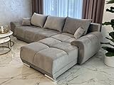 ML Furniture Velvet Ecksofa in L-Form – Sofa – Couch mit Stauraum und Kissen...