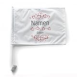 Herz & Heim® Autofahne zur Hochzeit mit Namen und Hochzeitsdatum
