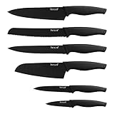 hecef Messerset von 6 mit Passend Klinge Schützend Messerscheide,Schwarz Oxid Set mit...