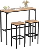 UNIONLINE 3-TLG. Gartenbar-Set, Outdoor Bartisch Gartenmöbel Set mit Höhe Tisch und...