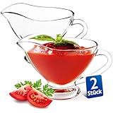 KONZEPT Sauciere aus Glas, 2 er Set, 160 ml, Transparente Soßenkanne mit Henkel, Stabil,...