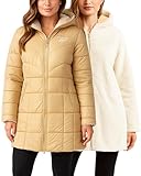 Reebok Damen-Winterjacke – Sherpa-Fleece gefüttert, wendbar, isoliert, Puffer-Parka,...