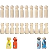 20 Stück Holzfiguren Zum Bemalen,64 Mm Holzfiguren, Holzfiguren Dekoration DIY,...