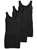 ONLY 3er Pack Damen Basic Tops Tank Top schwarz lang 15201465 (XL, Schwarz...