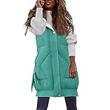 KDEIHT Longweste Damen Mittellange Weste Damen Daunenweste Ärmellos Winterjacke Outdoor...