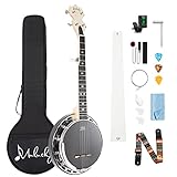 Mulucky 5-saitiger Banjo Mini, Reise-Banjo mit Remo Kopf, Resonator und 5....