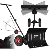 tectake® Schneeschaufel, Laubsammler aus Metall, auf Rädern, Schneeschieber,...