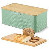 Chuboir Brotkasten, Brotkasten aus Metall mit Bambusdeckel, nutzbar als Schneidebrett,...