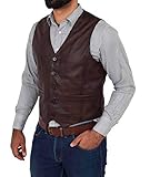 A1 FASHION GOODS Herren-Weste, weiches Leder, Braun, traditionell, Smart Weste, King Size,...