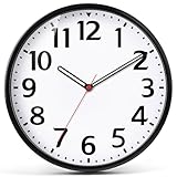 TOHOOYO Wanduhr 9 Zoll batteriebetrieben leise Nicht tickende Wanduhr Modernes Quarz...