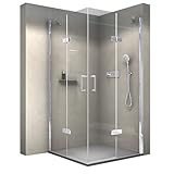BERNSTEIN Duschabtrennung mit Drehtür Eckeinstieg Dusche EX809 - Nano...