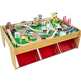 KidKraft Holzeisenbahn und Spieltisch Waterfall Mountain mit Aufbewahrungsbox, Eisenbahn...