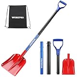WORKPRO Schneeschaufel Aluminium, Abnehmbare Schneeschaufel mit teleskopierbarem Griff,...