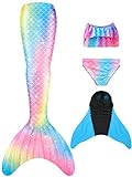 NAITOKE Meerjungfrauenschwanz mit Flosse für Mädchen Meerjungfrau mit Mermaid Tail...