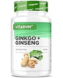 Ginkgo + Ginseng - 365 Tabletten - Spezial Extrakt - Hochdosiert - Laborgeprüft - Ginkgo...