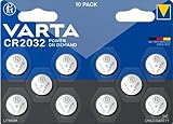 VARTA Batterien Knopfzellen CR2032, 10 Stück, Power on Demand, Lithium Coin,...