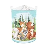 Clastyle Tannenwald Wildtiere Kinder Wäschekorb mit Henkel Faltbar Kleidung Spielzeug...