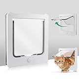 NAMSAN Katzenklappe Katzentür mit 4 Wege Katzenklappe Große Katzen 27.5 x 23.5...