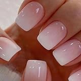 Ceboic 24 Stück French Tip Press on Nails, Kurze Quadratische Künstliche Nägel mit...
