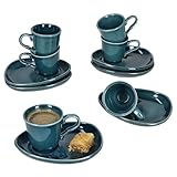 MamboCat 6er Set MOKKA Espressotassen mit Untertassen Petrol I für 6 Personen I...
