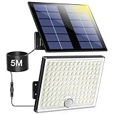 Solarlampen für Außen,Solarleuchte mit Bewegungsmelder,113 LED Solar Strahler IP65...